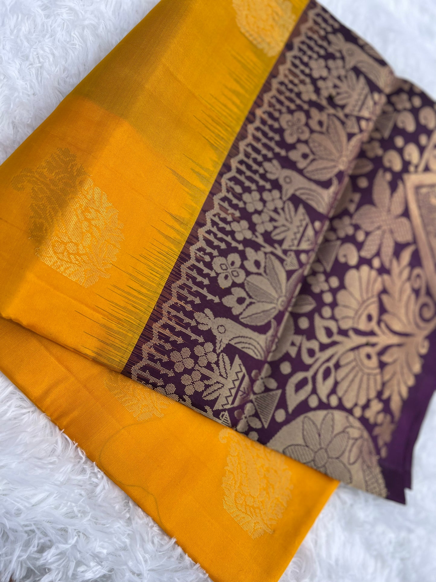 Mango Yellow Silk Saree