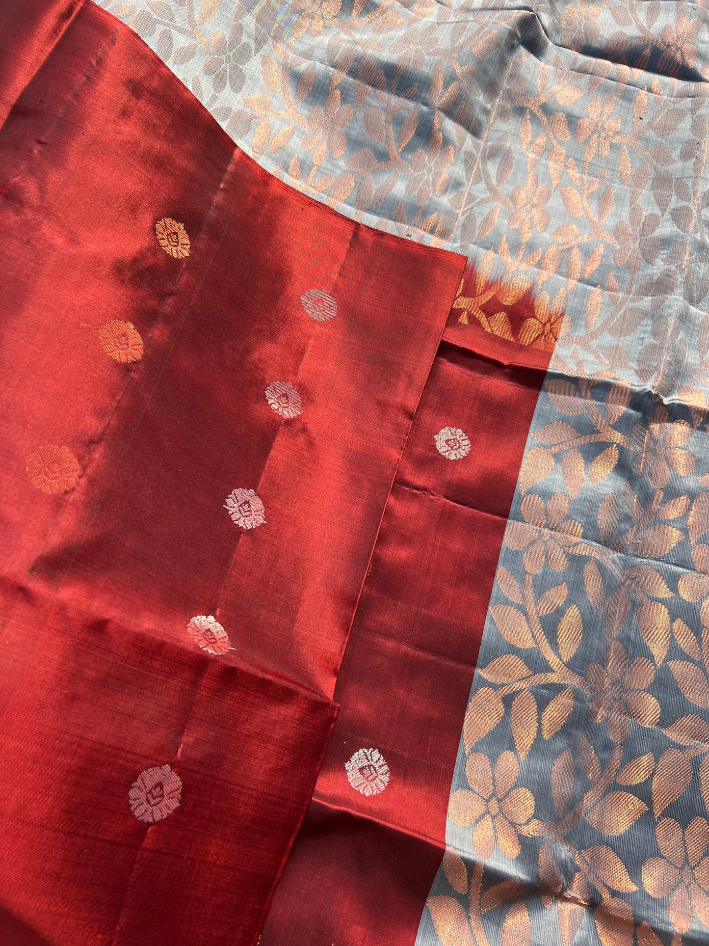 Rust red silk saree