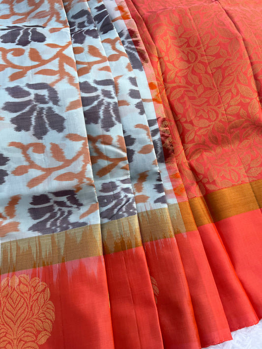 Cloudy Gray Silk Saree