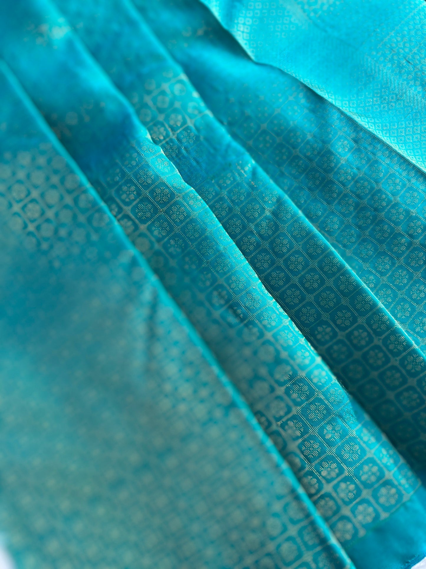 Deep Sky blue  silk saree