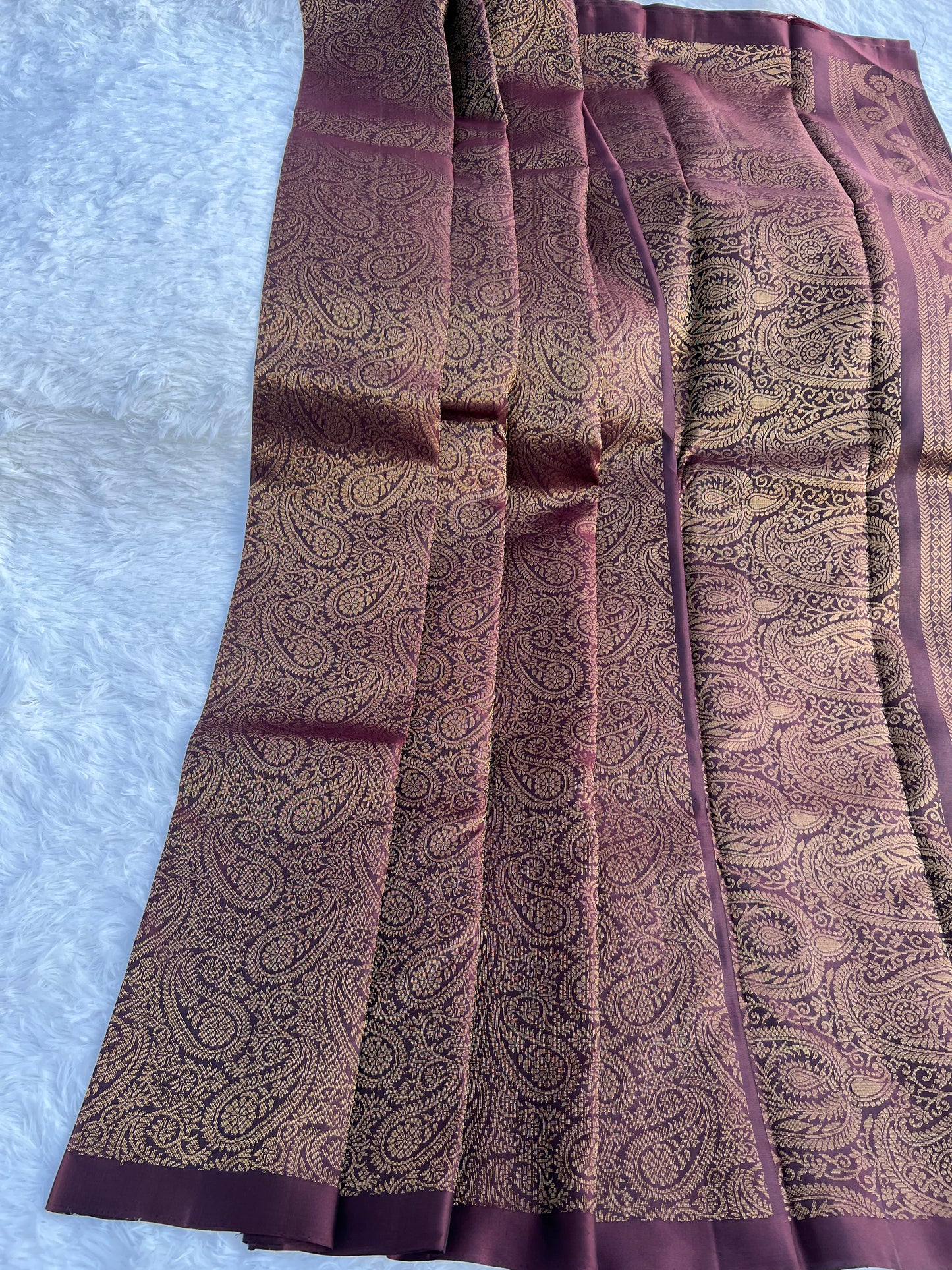 Chocolate brown silk saree