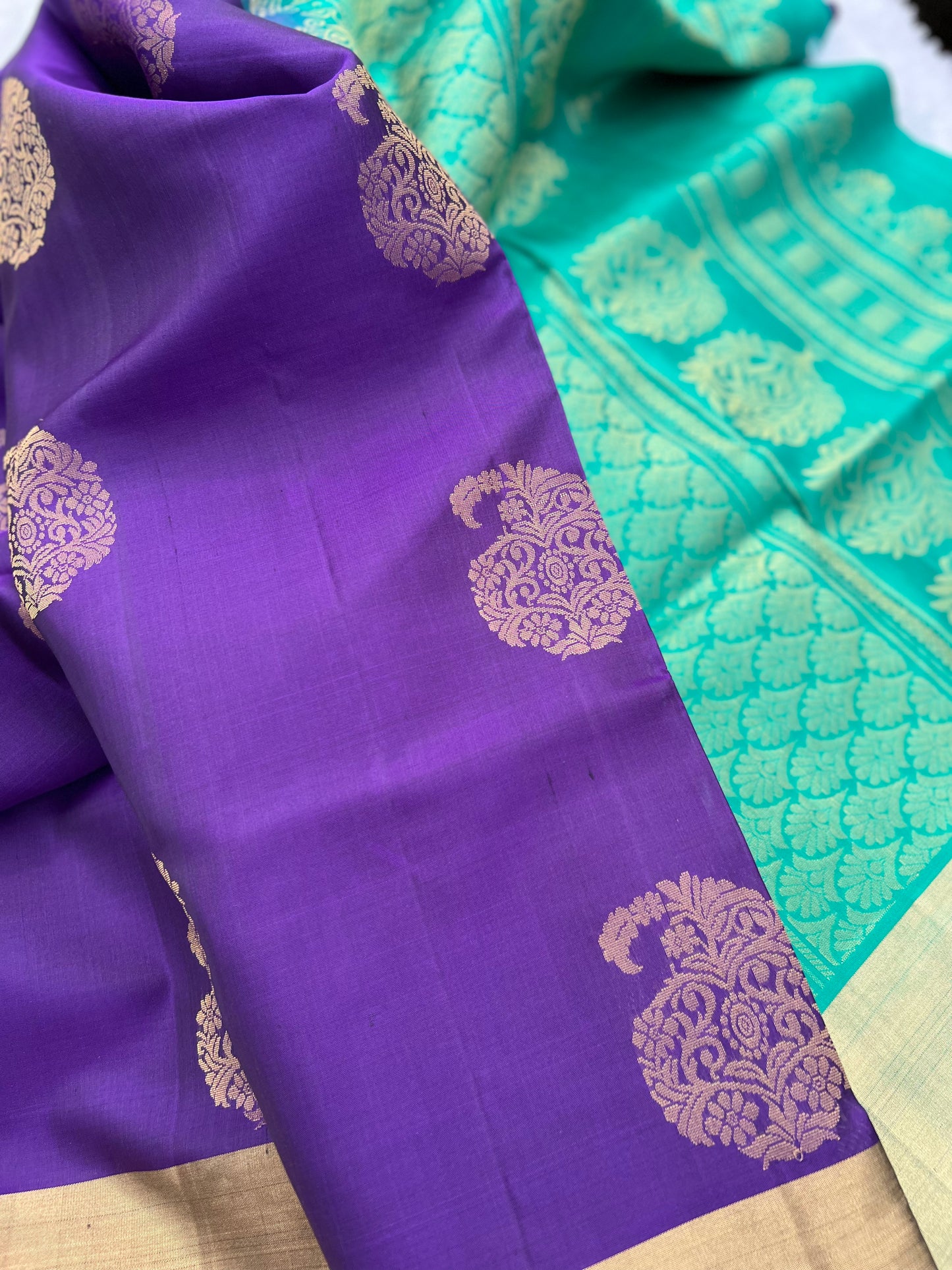 French Violet Silk Saree