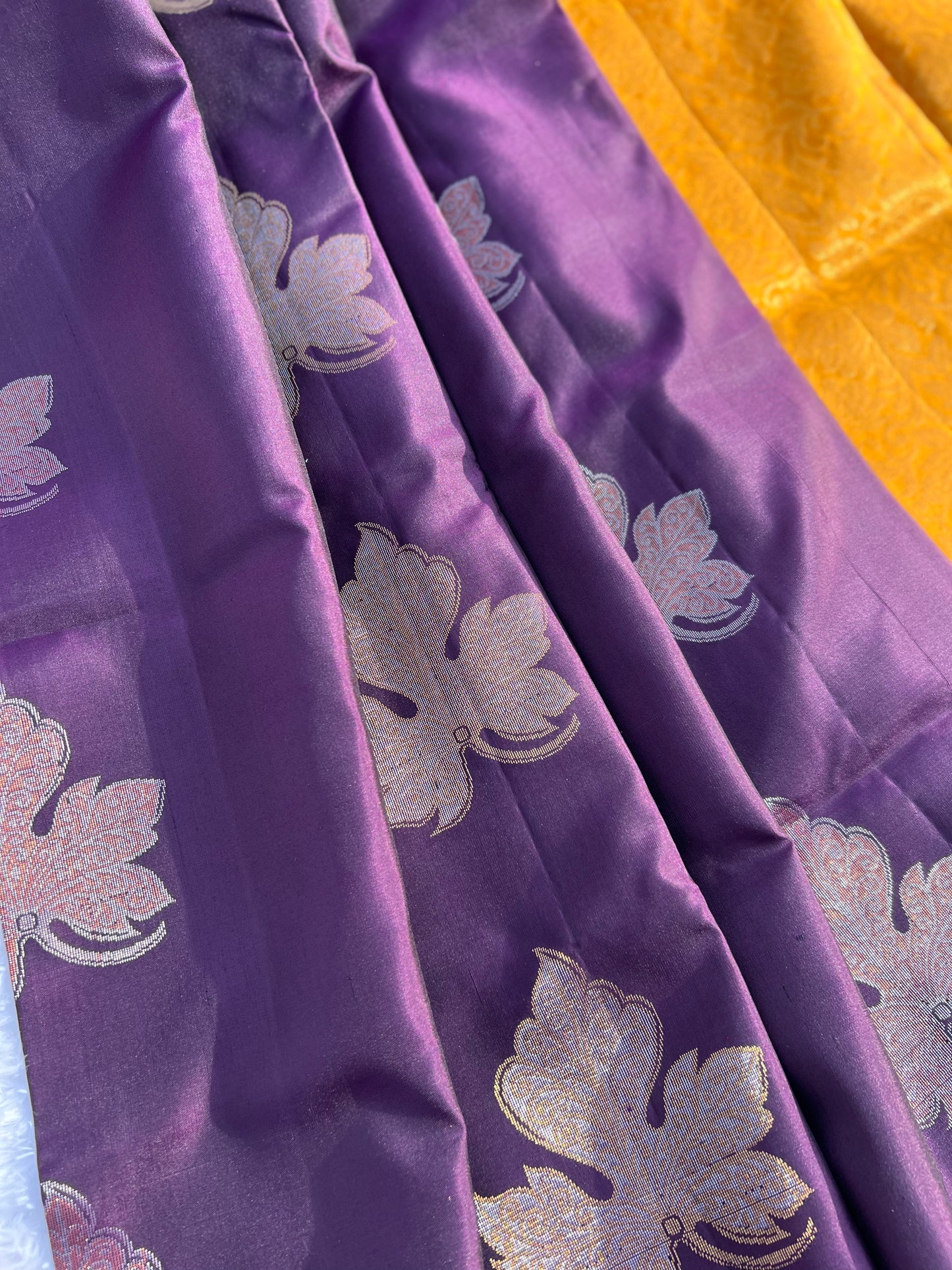 Eggplant purple silk saree