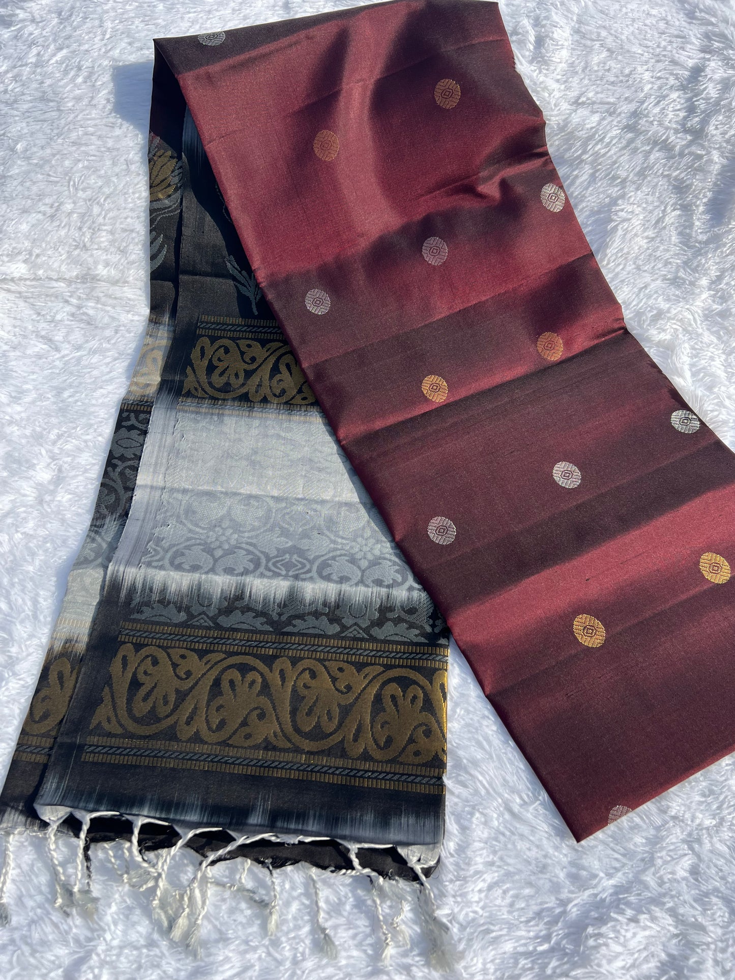 Coffee Bean Brown Silk Saree
