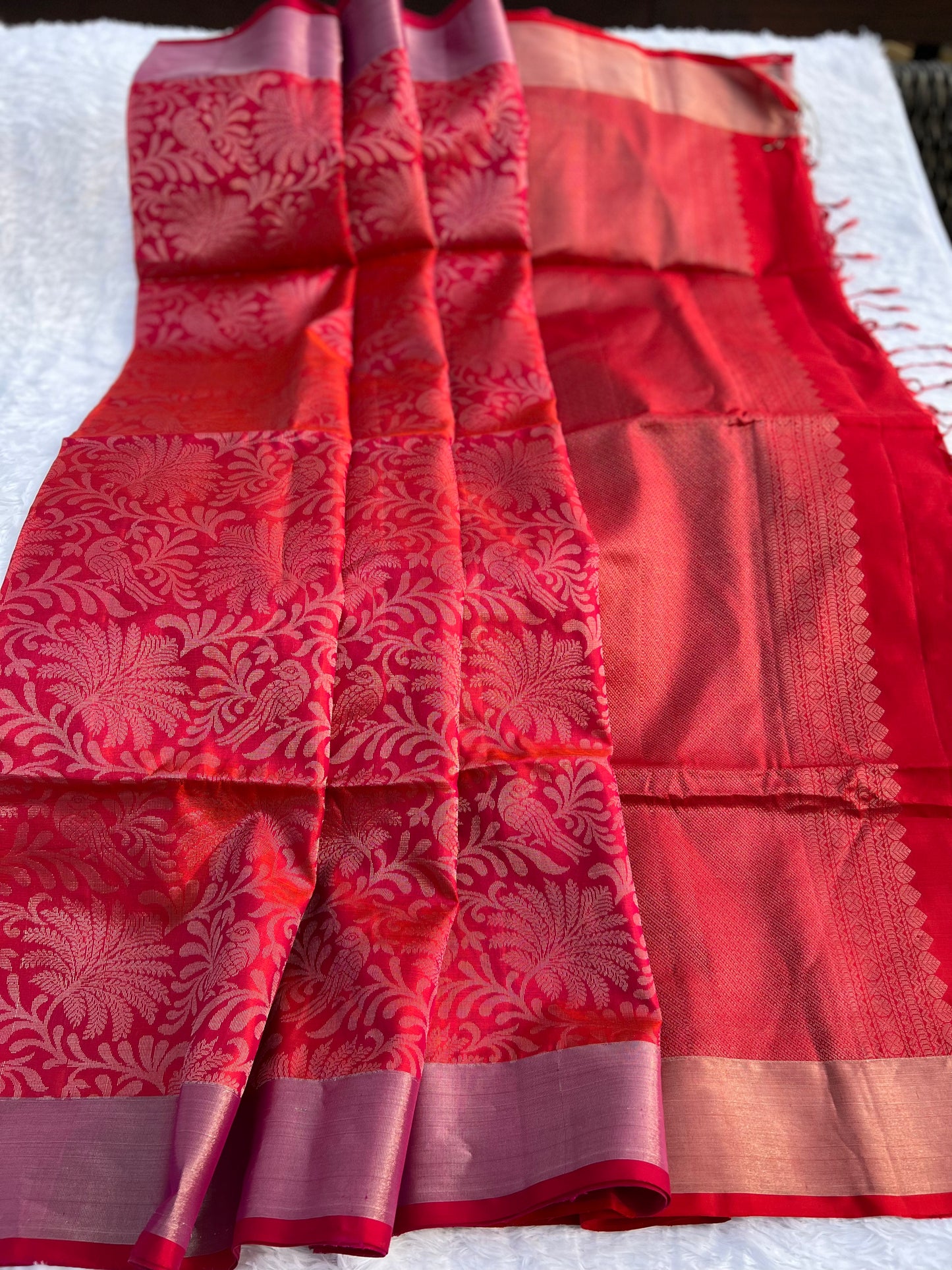 Pink and Red silk saree