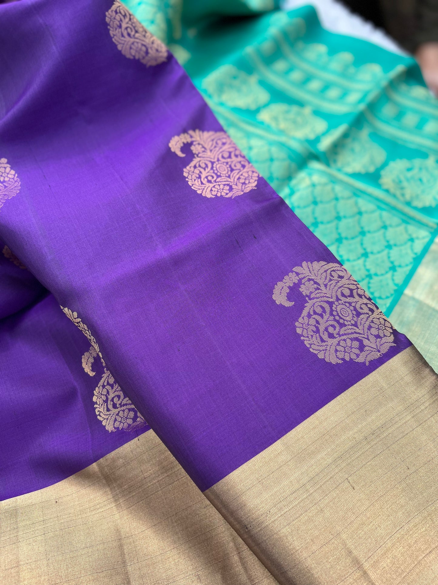 French Violet Silk Saree