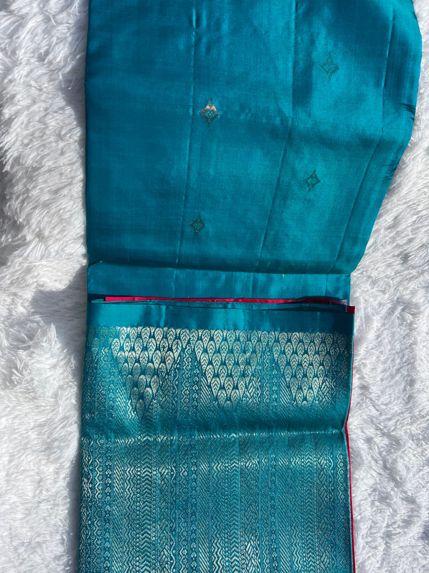 Azure blue silk saree