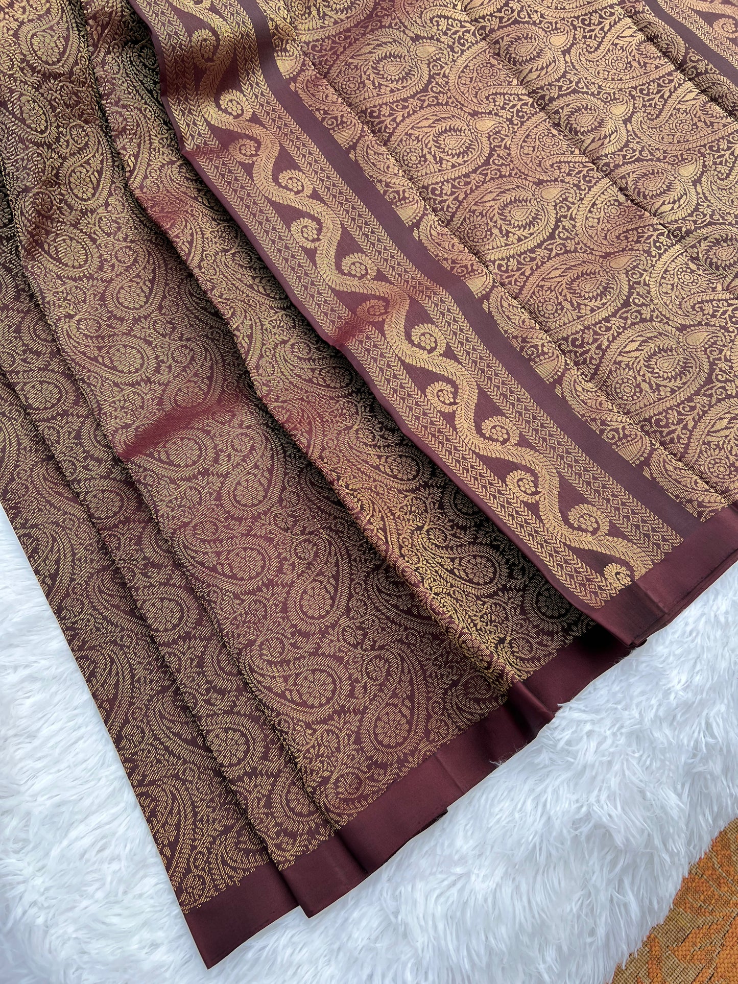 Chocolate brown silk saree