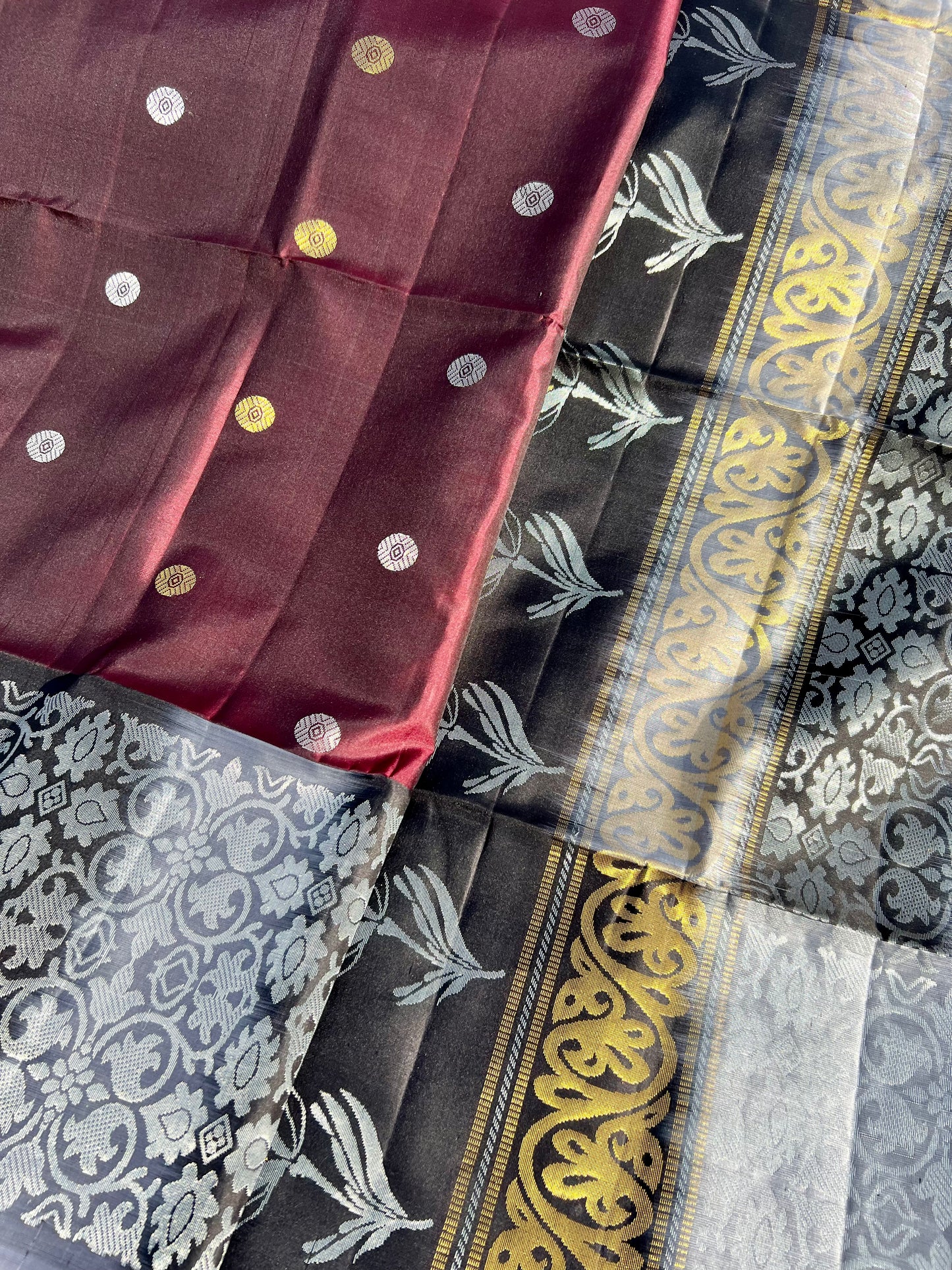 Coffee Bean Brown Silk Saree