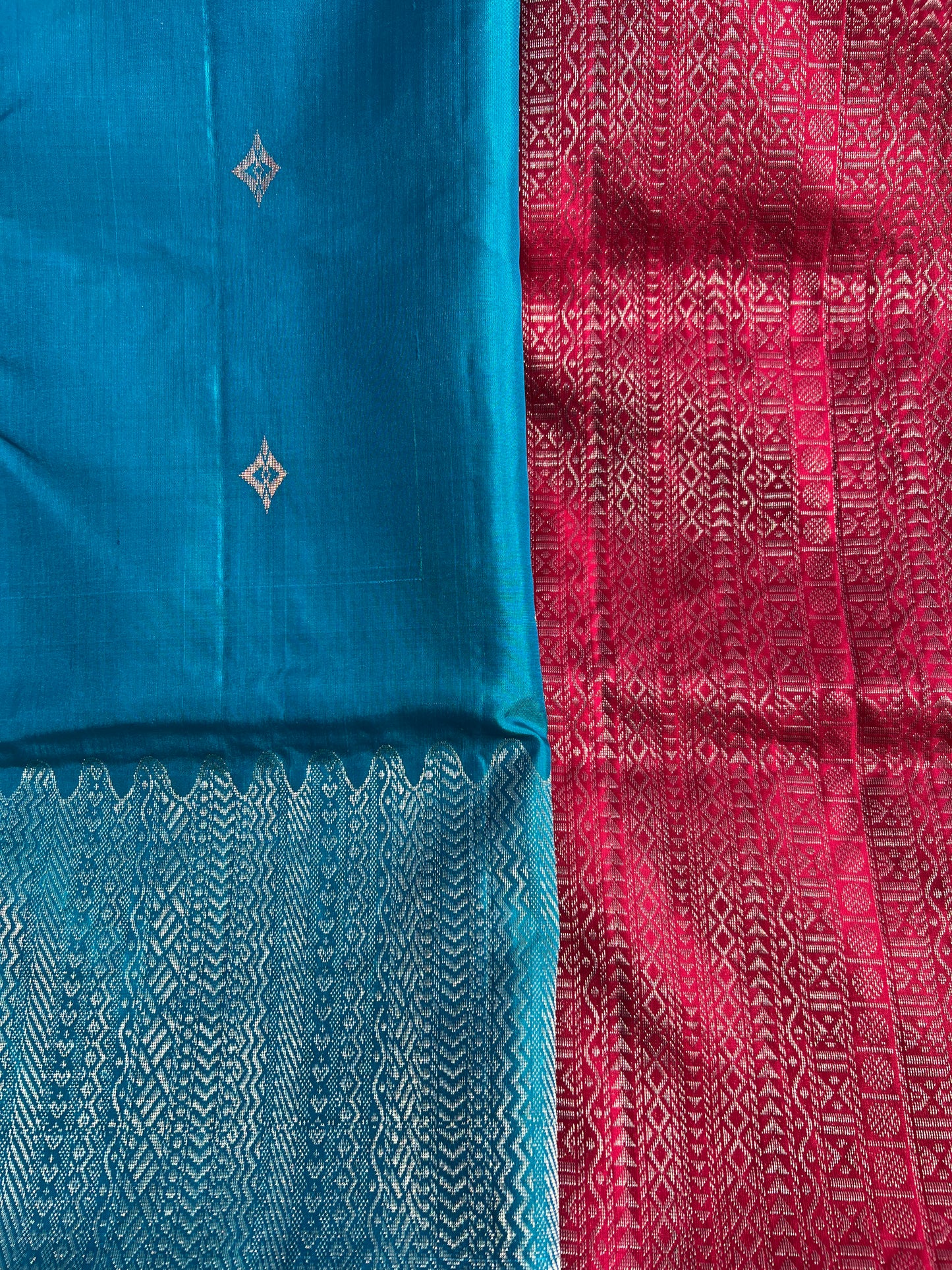 Azure blue silk saree