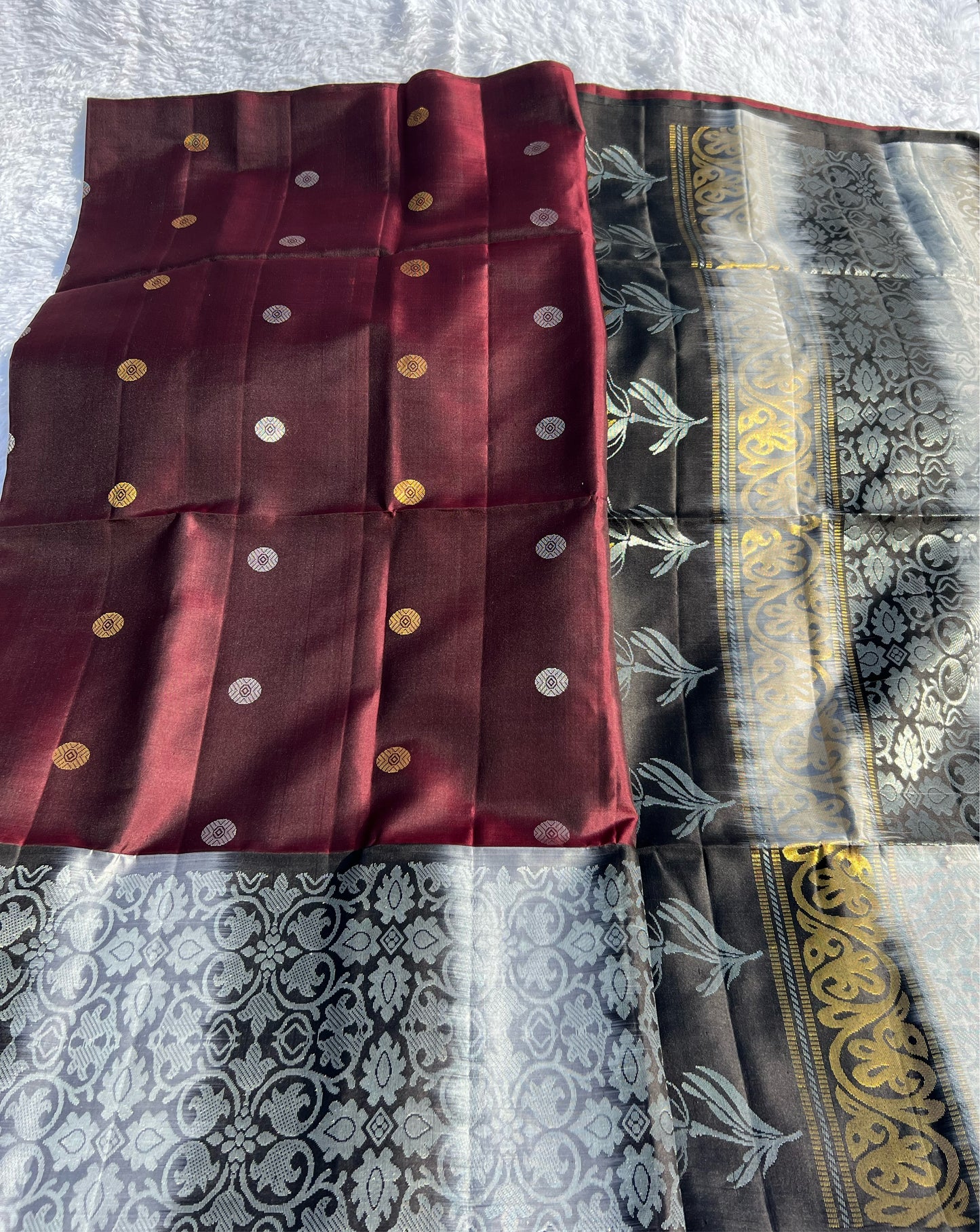 Coffee Bean Brown Silk Saree