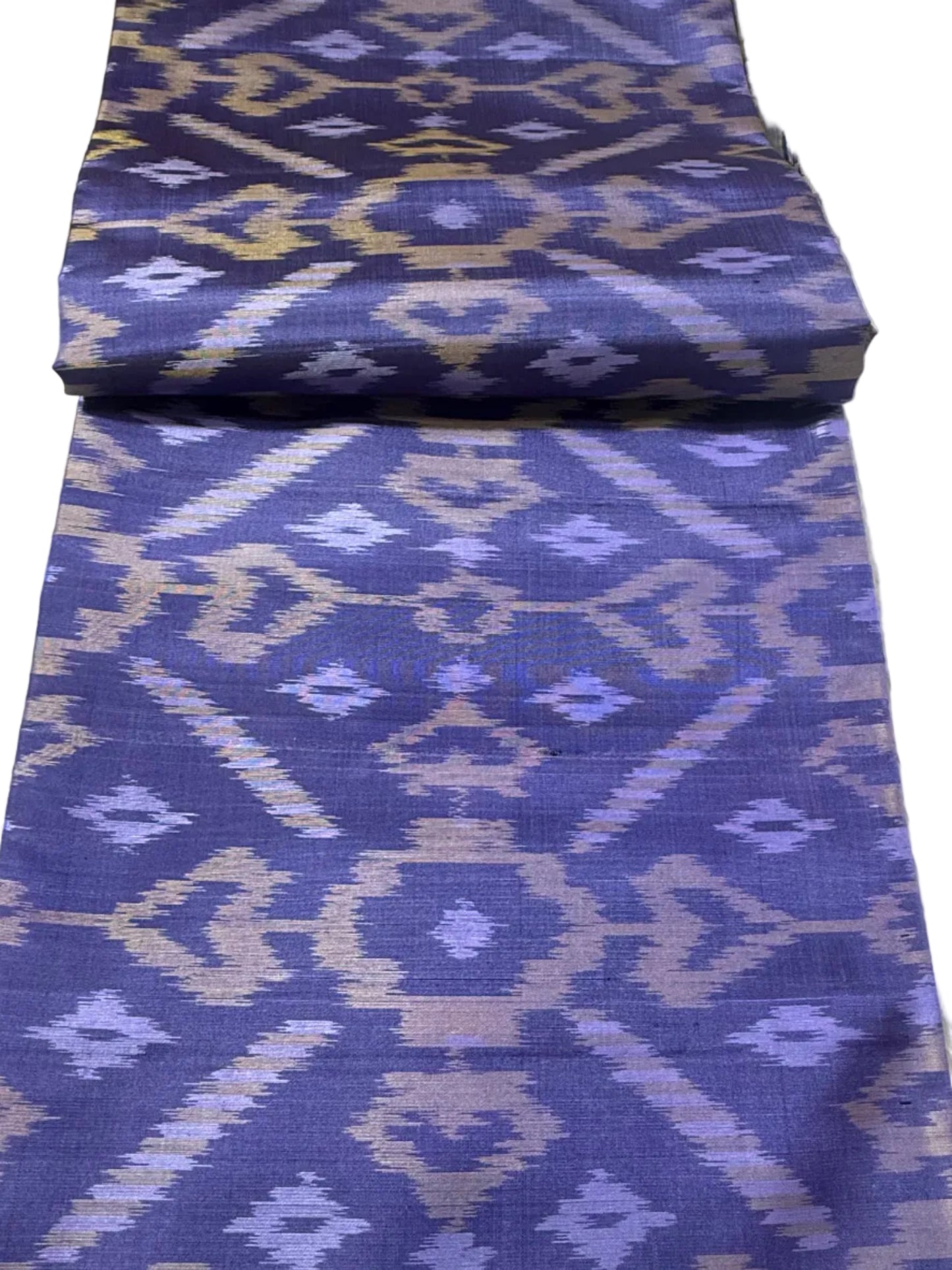 Lavender Ikat Silk Saree with Gray & Gold Kanchi Border