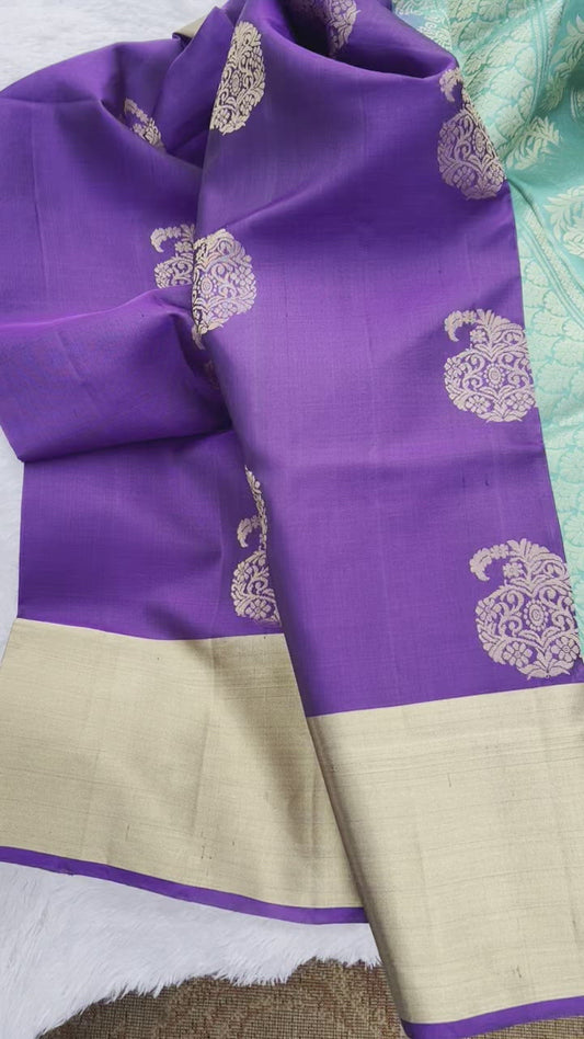 French Violet Silk Saree