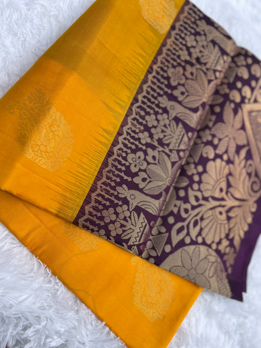 Mango Yellow Silk Saree