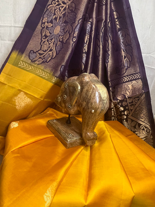 Mango Yellow Silk Saree