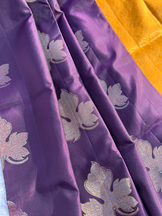 Eggplant purple silk saree