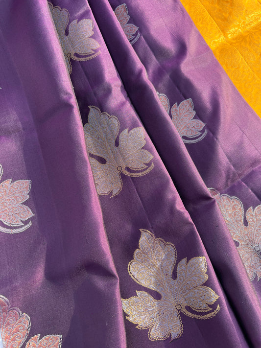 Eggplant purple silk saree