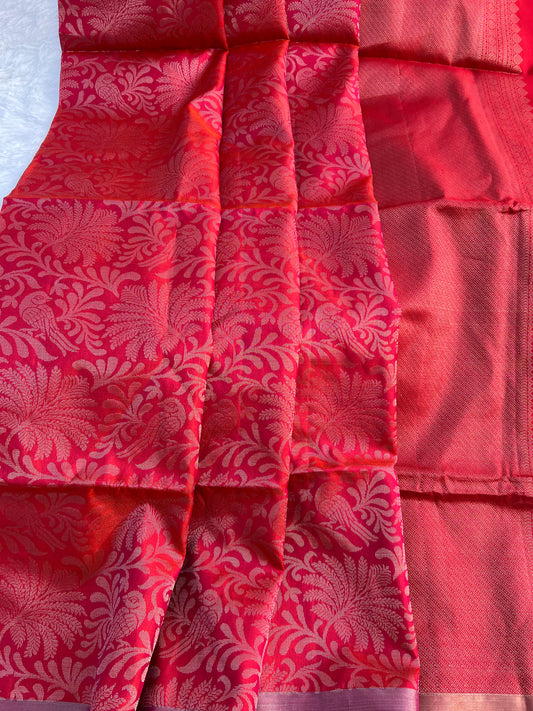Pink and Red silk saree