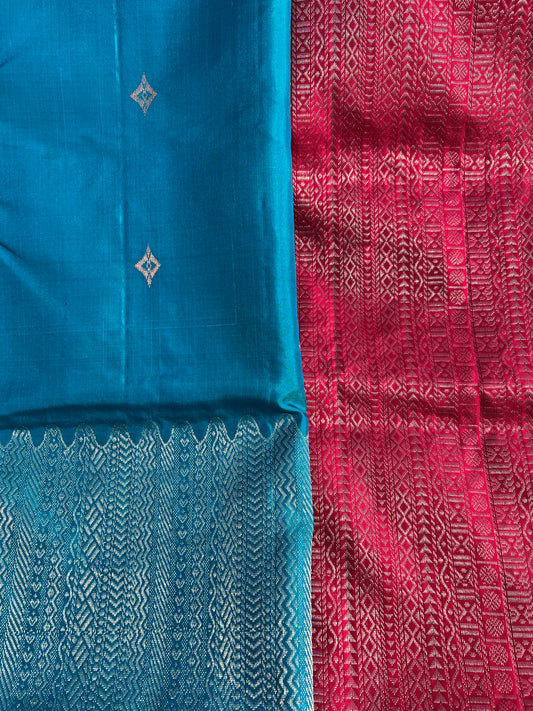 Azure blue silk saree